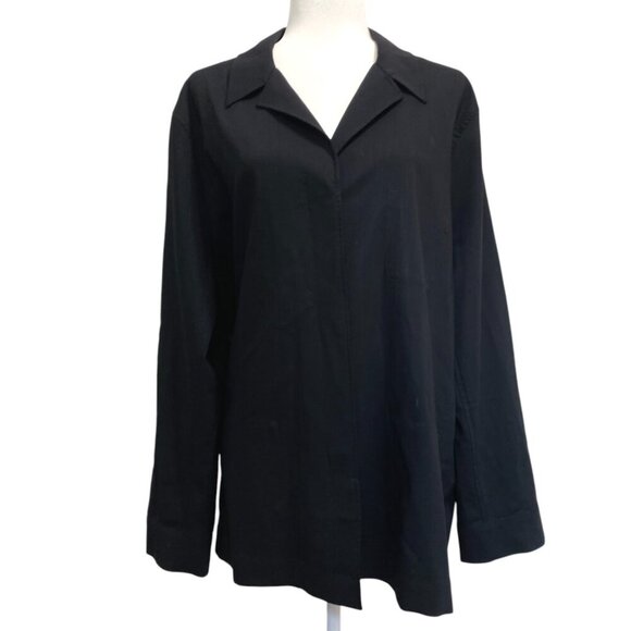 Jaeger Black 100% Wool Blouse - Chic Classic Minimalist Sz 16 - Picture 4 of 7